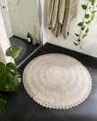 tjock rund badrumsmatta ljusbeig wasa ecotextil