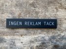 självhäftande skylt ingen reklam tack svart