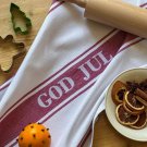 kökshandduk god jul i vitt och rött återvunnet material