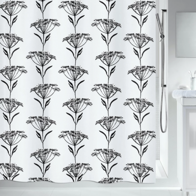 leijma duschdraperi naturesign vitt duschdraperi med stora svarta blommor