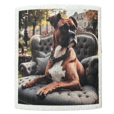 disktrasa med motiv av en boxer hund