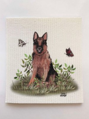 disktrasa med motiv av en schäfer hund