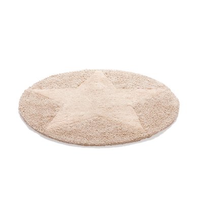 stor rund badrumsmatta etol stjärnor natur ljust beige