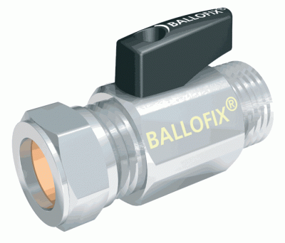 Ballofix kulventil cu 12xG15, klämring/utvändig gäng