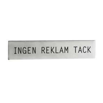 självhäftande skylt ingen reklam tack